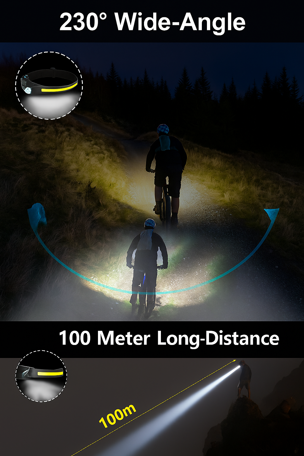 مصباح الرأس الذكي LED القابل للشحن عبر USB